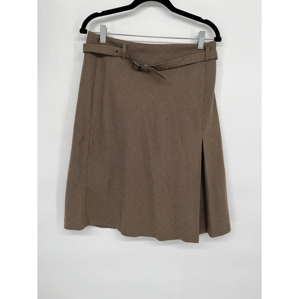 Jaclyn Smith Women's Size 6 Check  Belted Skirt Brown